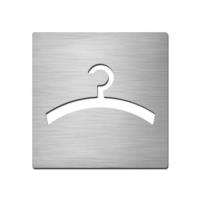Brushed stainless steel square cloakroom symbol plate