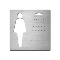Brushed stainless steel square female shower symbol