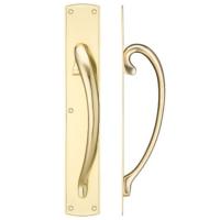Fulton and Bray Cast Brass Handed Large Pull Handle with Backplate