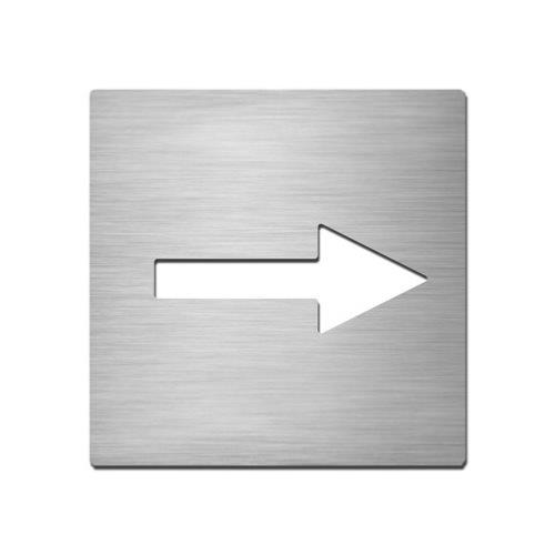 Brushed stainless steel square plate with arrow