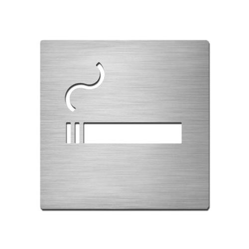 Brushed stainless steel square smoking symbol plate