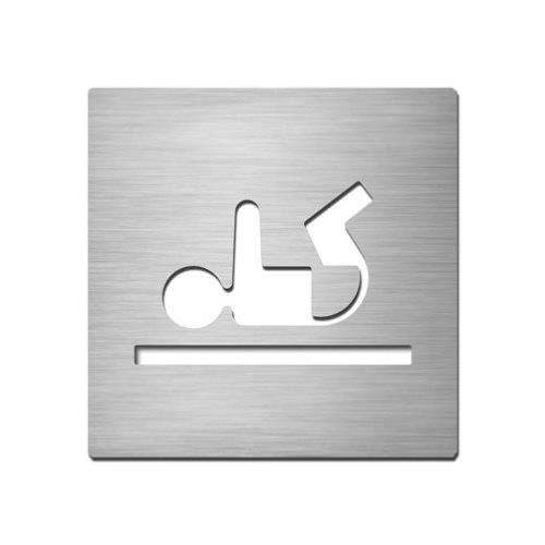 Brushed stainless steel square baby change symbol