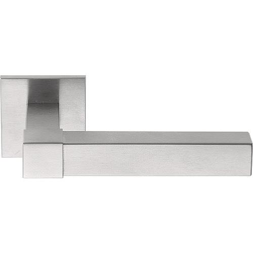VL125 brushed stainless steel lever handle on rose