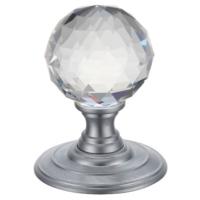 Fulton and Bray Facetted glass ball concealed fixing mortice knob set