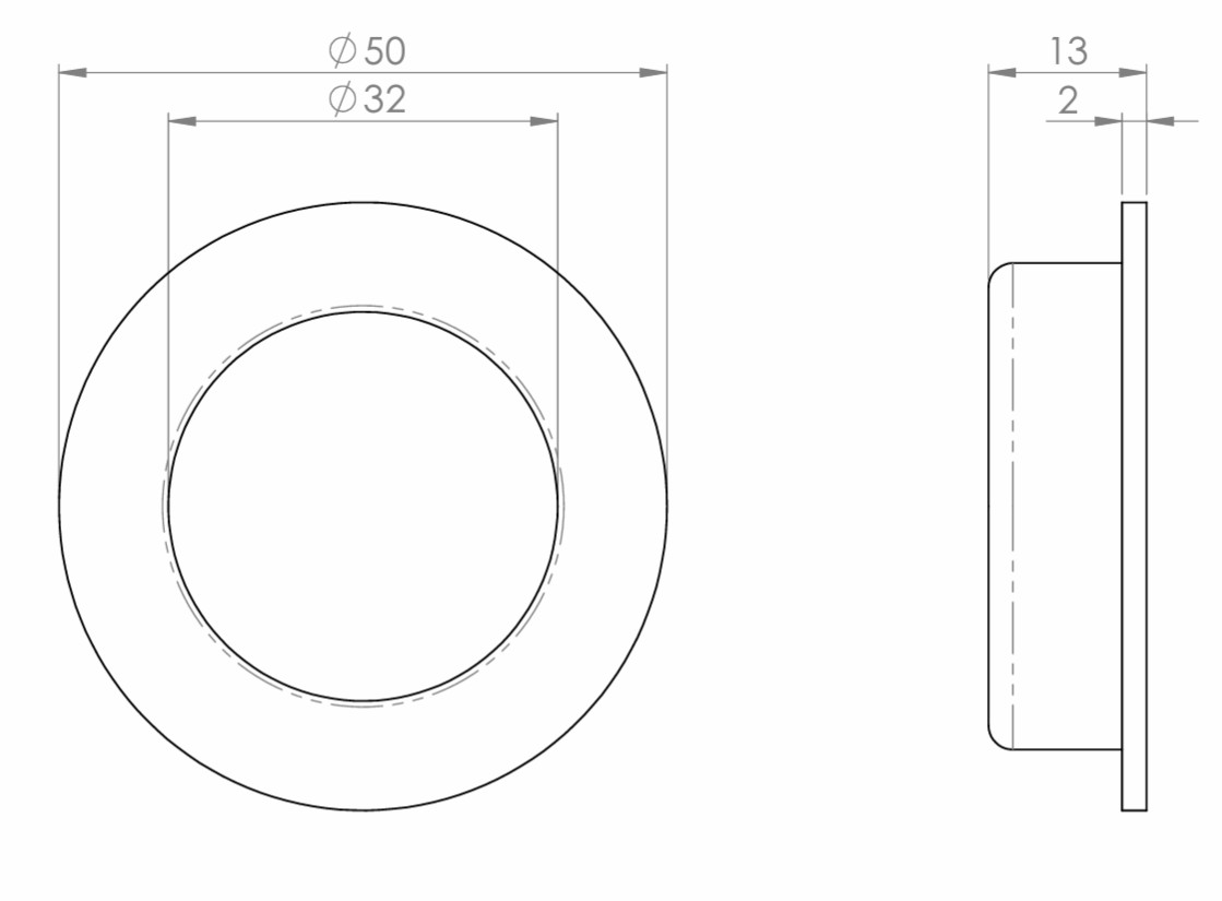 ARKITUR Round 50mm Flush Cabinet Handle
