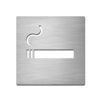 Brushed stainless steel square smoking symbol plate