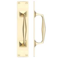 Fulton and Bray Cast Brass Pull Handle with Backplate