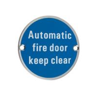 ARKITUR stainless steel automatic fire door keep clear sign