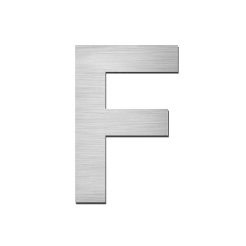 Brushed stainless steel capital letter - F