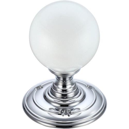 Fulton and Bray frosted glass ball mortice knob set