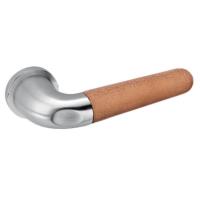 JNF DRIVE VI stainless steel and camel natural leather lever handle