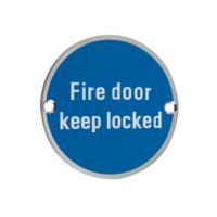 Eurospec Stainless steel fire door keep locked sign