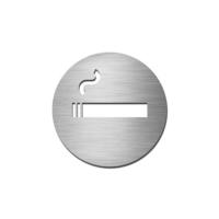 Brushed stainless steel circular smoking symbol