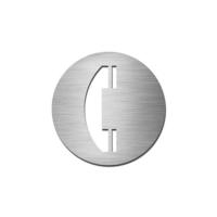 Brushed stainless steel circular telephone symbol
