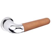 JNF DRIVE VI stainless steel and camel natural leather lever handle