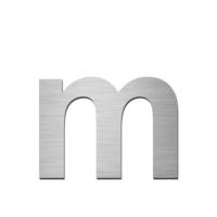 Brushed stainless steel lowercase letter - m