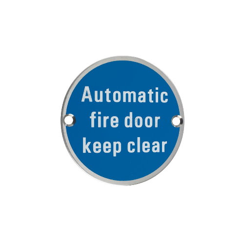 Zoo Hardware Automatic Fire Door Keep Clear Sign