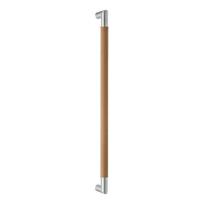 SKI brushed stainless steel and natural leather square pull handle