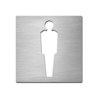 Brushed stainless steel square male symbol plate