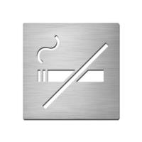 Brushed stainless steel square no smoking symbol plate
