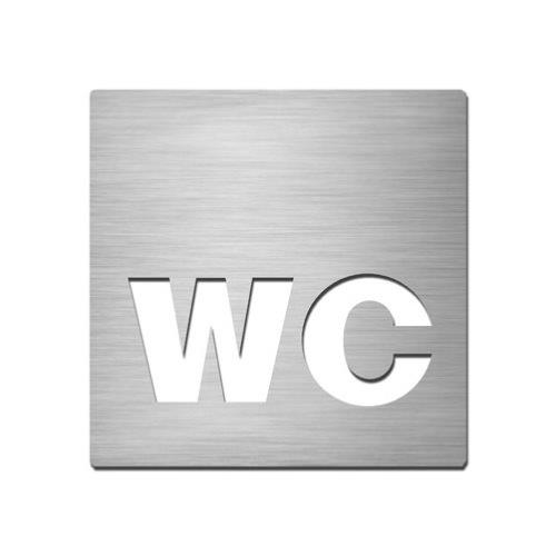 Brushed stainless steel square WC symbol plate