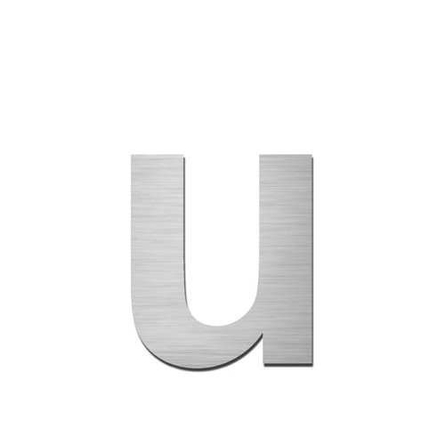Brushed stainless steel lowercase letter - u