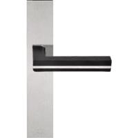 PBL22P236 satin stainless steel and oak wood lever handle on plate