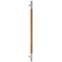 SKIII brushed stainless steel and natural leather pole pull handle