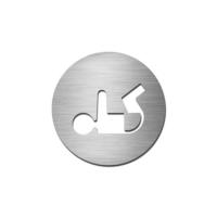 Brushed stainless steel circular baby change symbol disc