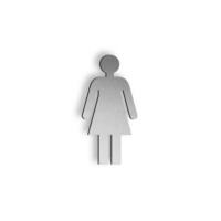 Brushed stainless steel 250mm high Female pictogram symbol