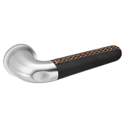 JNF DRIVE IV stainless steel and black natural leather lever handle