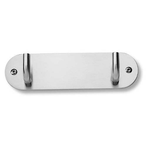 Randi 2981 set of 2 brushed stainless steel hooks on a visible fixing backplate