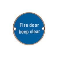Zoo Hardware Fire Door Keep Clear Sign