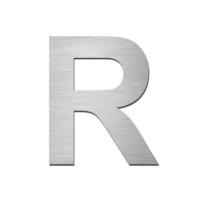 Brushed stainless steel capital letter - R