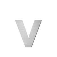 Brushed stainless steel lowercase letter - v