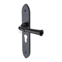 M.Marcus Black Iron Rustic Hadley Lever Handle on Plate