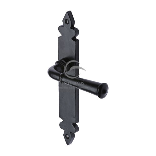 M.Marcus Black Iron Rustic Ludlow Lever Handle on Plate