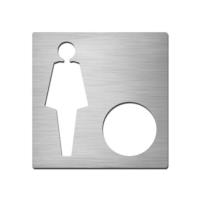 Brushed stainless steel square female symbol plate with hole