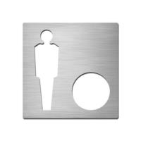 Brushed stainless steel square male symbol plate with hole