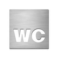 Brushed stainless steel square WC symbol plate