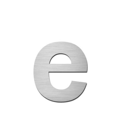 Brushed stainless steel lowercase letter - e