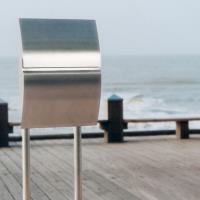 Vega brushed stainless steel mail post box/stand