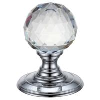 Fulton and Bray Facetted glass ball concealed fixing mortice knob set
