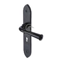 M.Marcus Black Iron Rustic Hadley Lever Handle on Plate