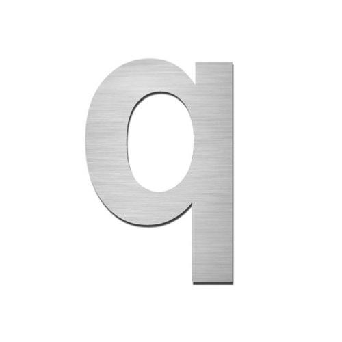 Brushed stainless steel lowercase letter - q