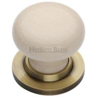 M.Marcus Heritage Brass Cream Crackle Porcelain Door Knob Set