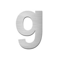 Brushed stainless steel lowercase letter - g