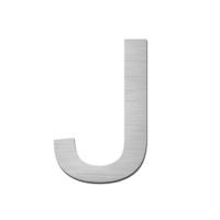 Brushed stainless steel capital letter - J